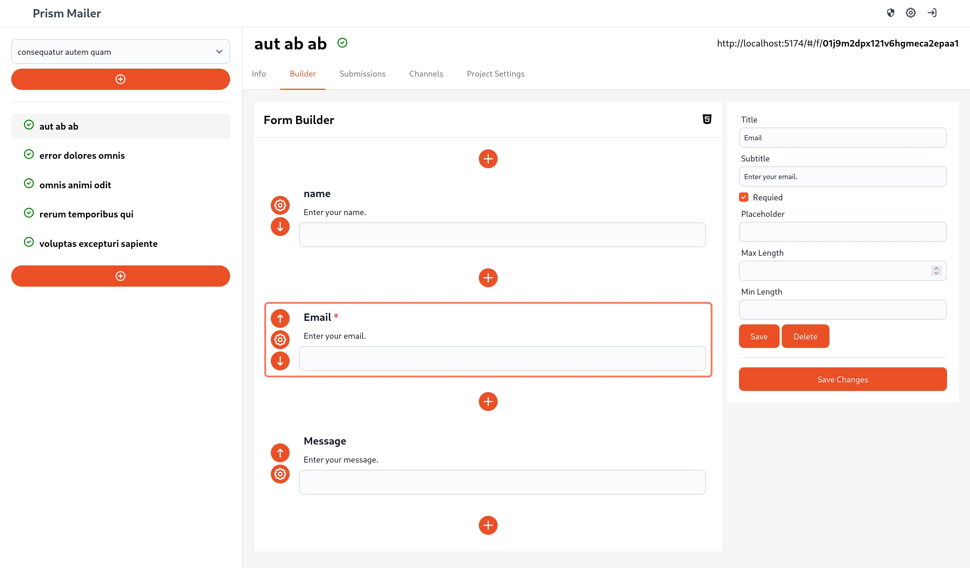 Prism Forms application example image.